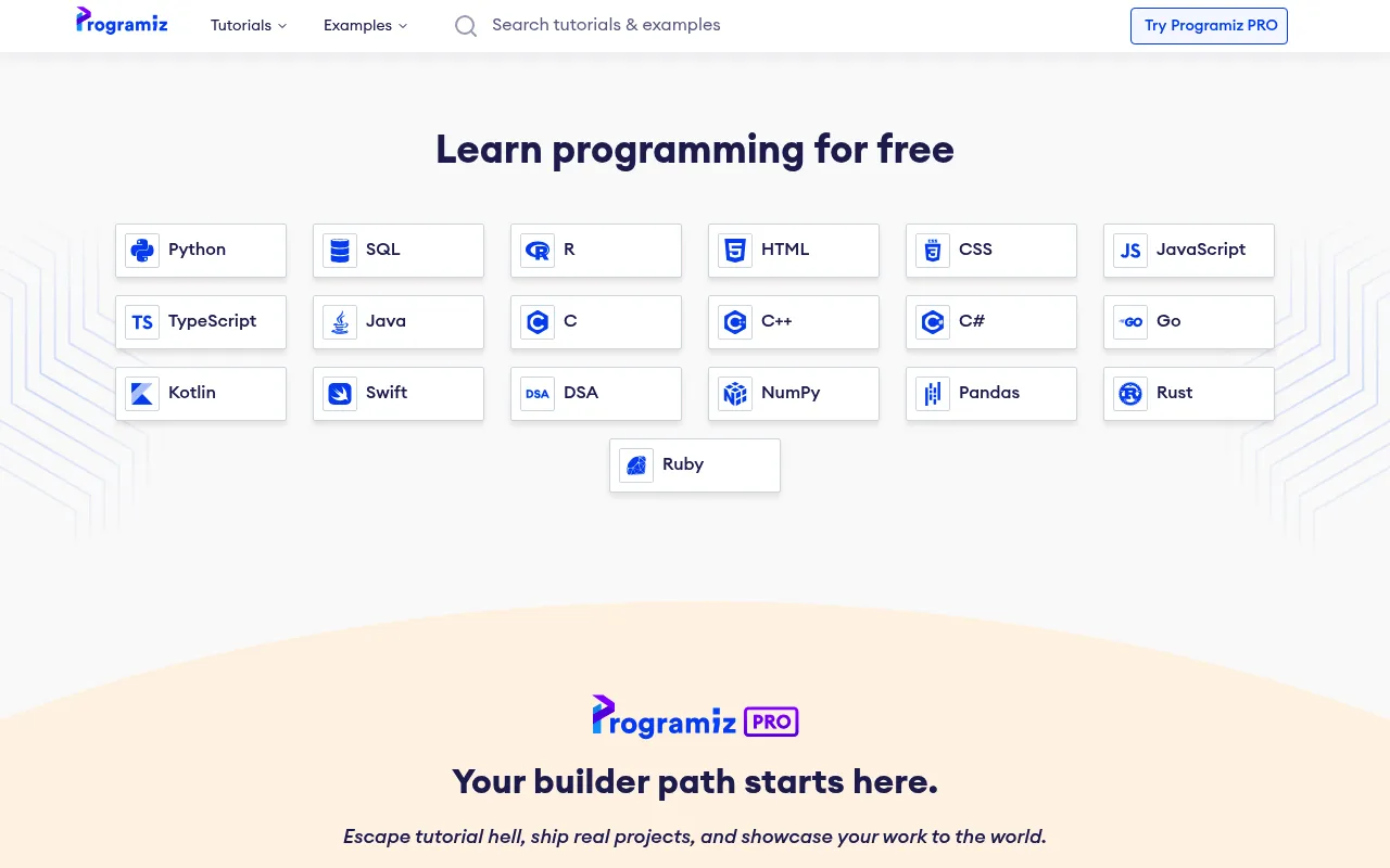 Programiz screenshot