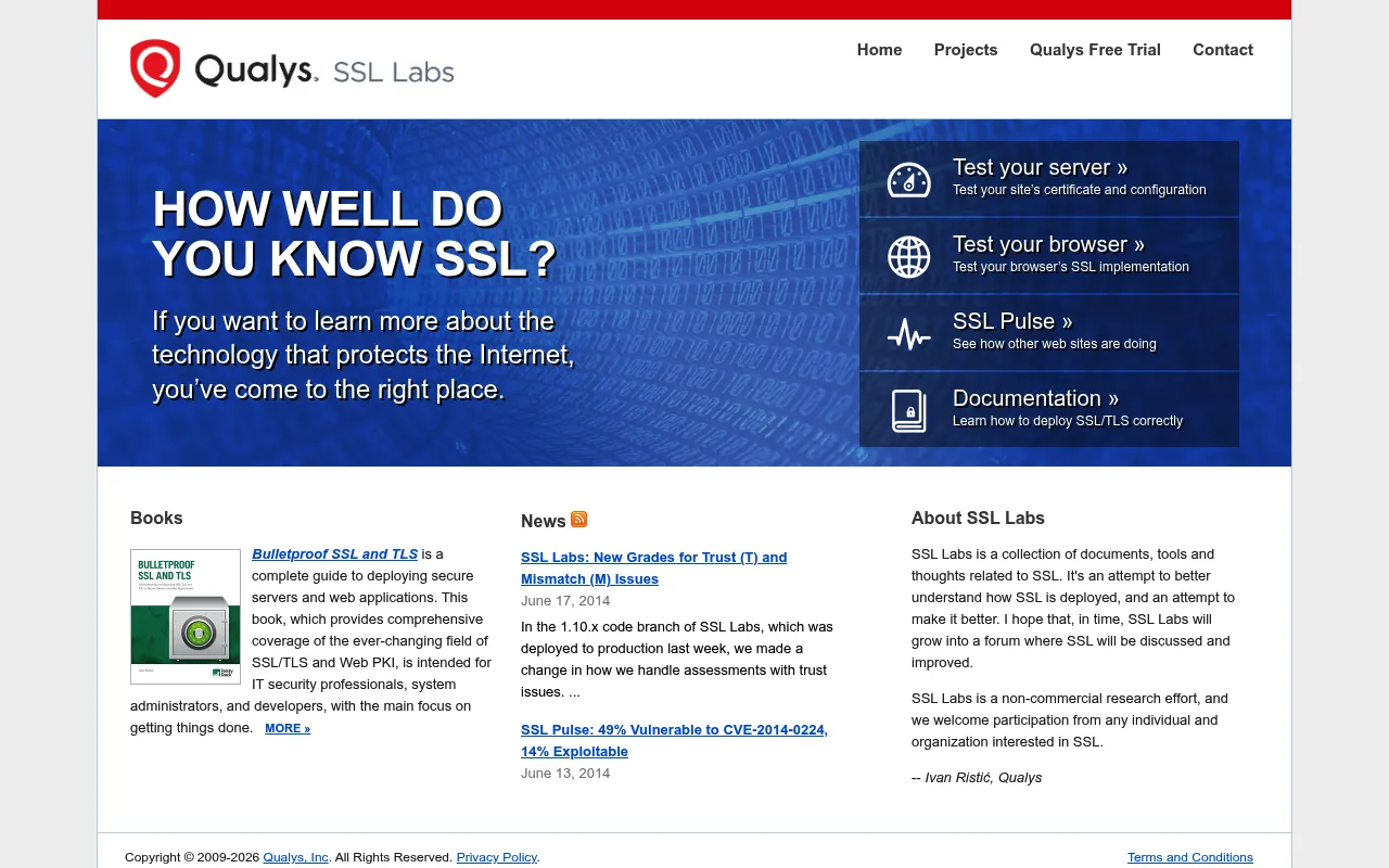 Qualys SSL Labs screenshot