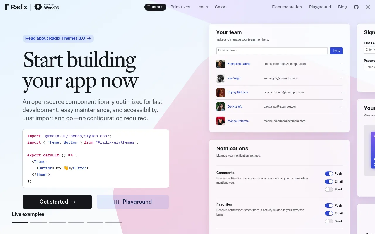 Radix UI screenshot