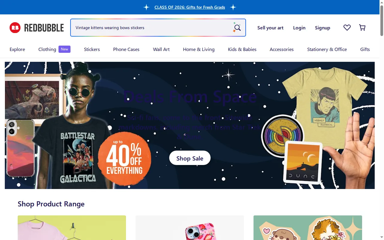 Redbubble screenshot