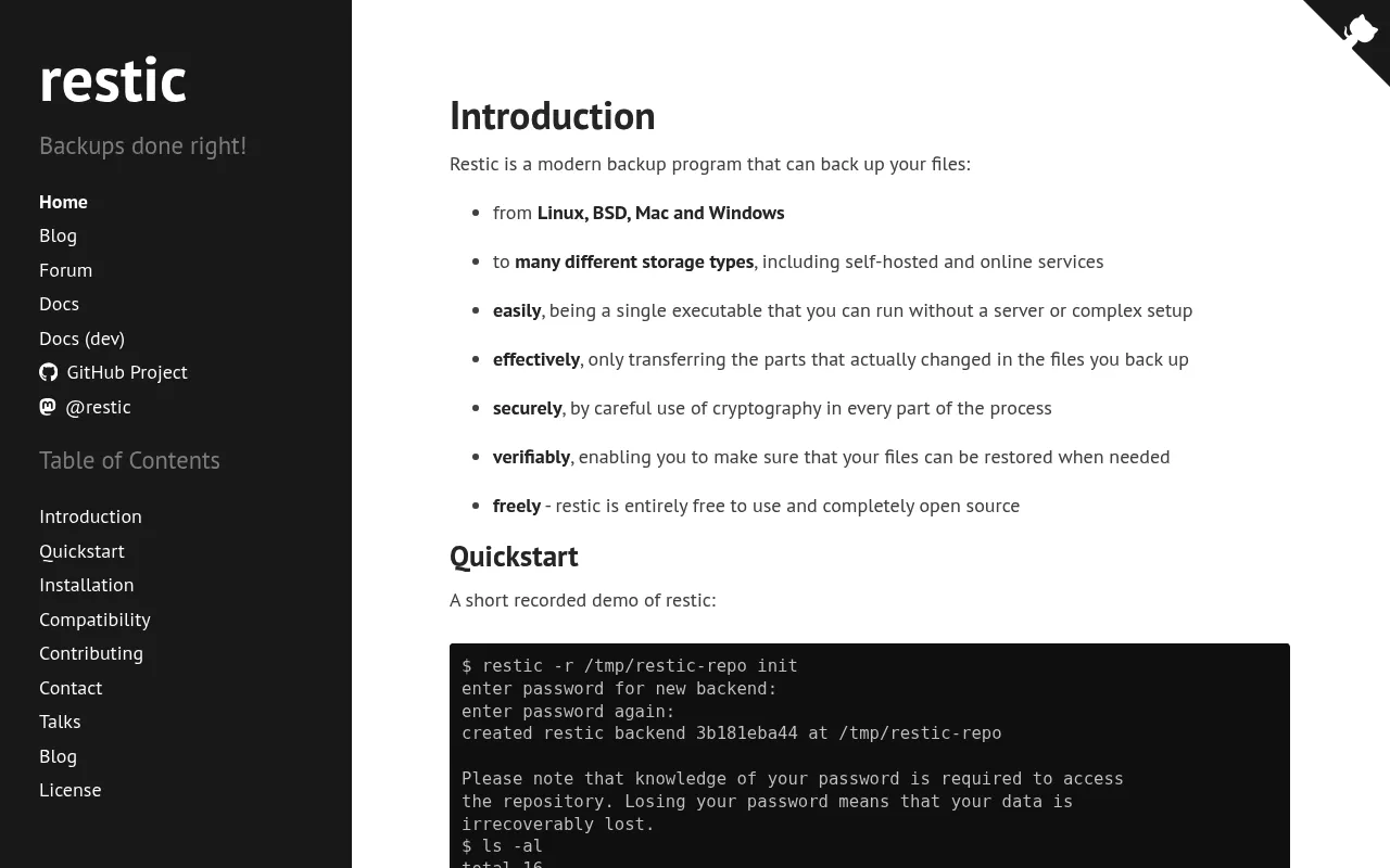 restic screenshot