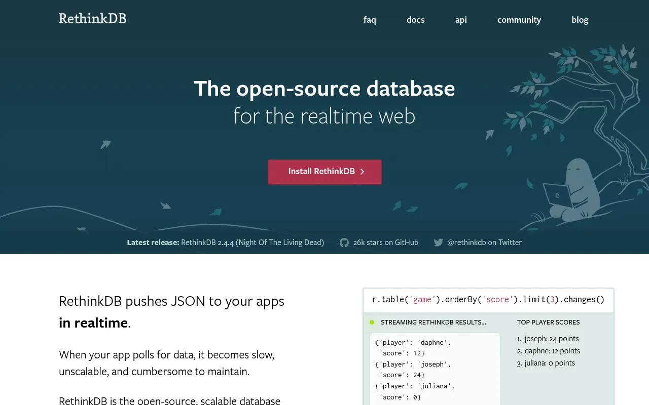 RethinkDB screenshot