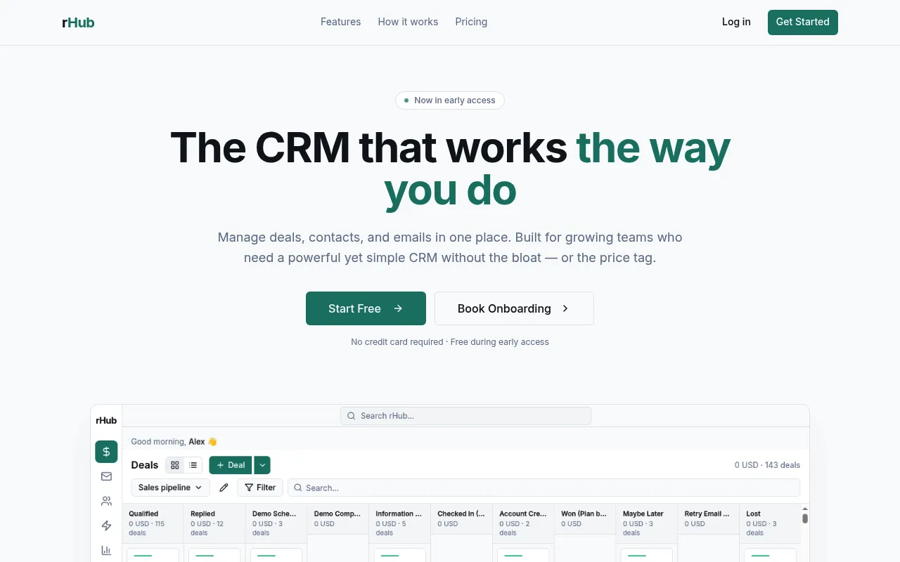 rHub CRM screenshot