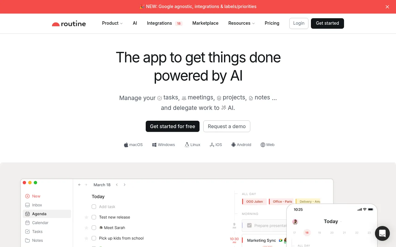 Routine screenshot