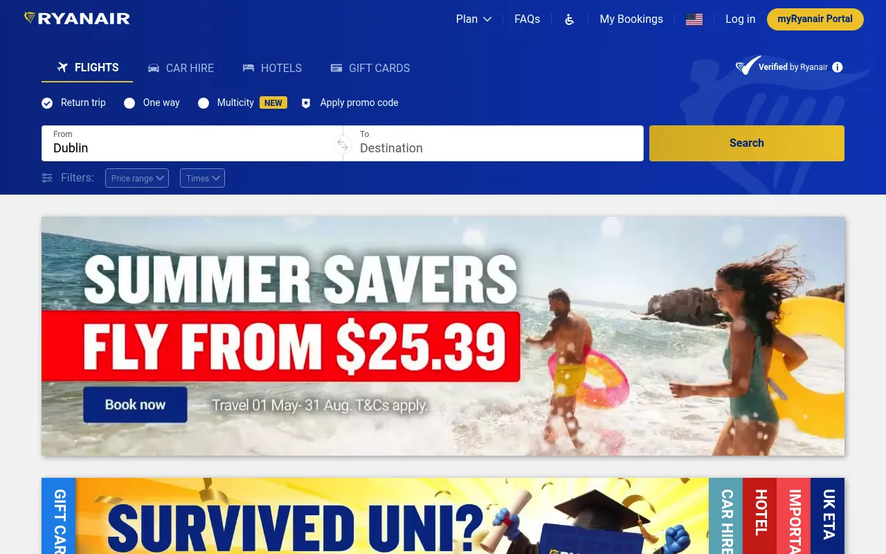 Ryanair screenshot