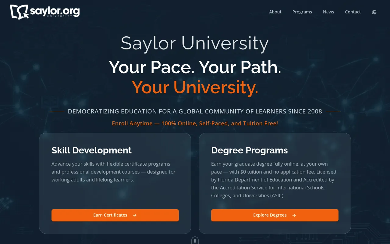 Saylor University screenshot