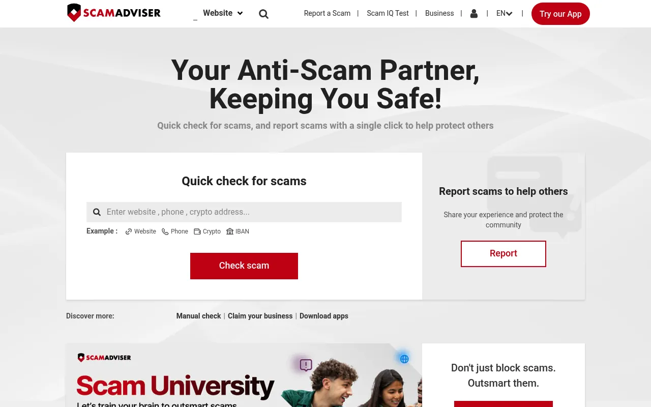ScamAdviser screenshot