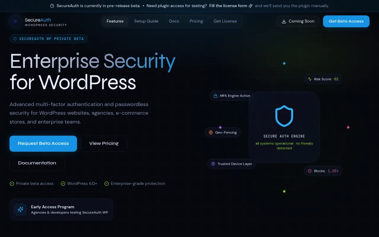SecureAuth WP screenshot