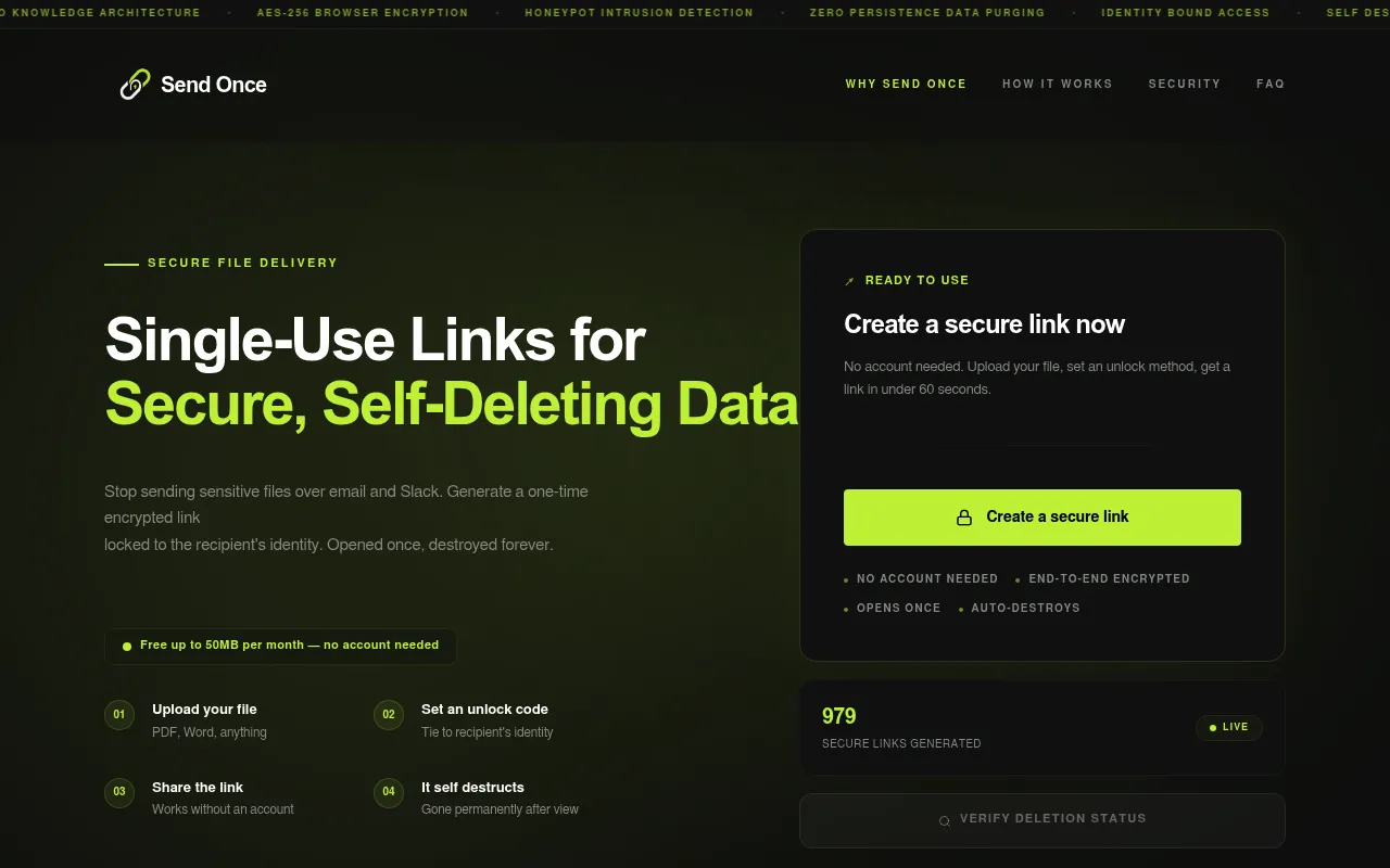 SendOnce screenshot