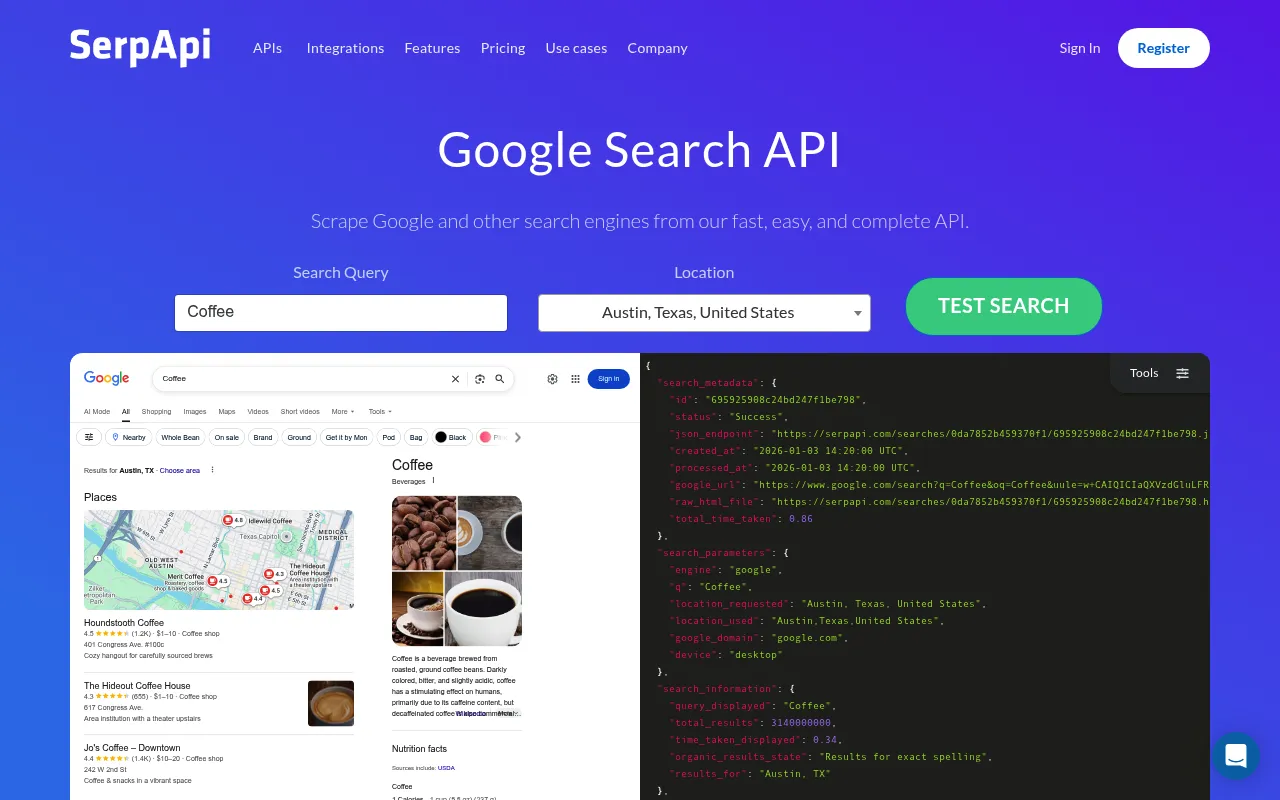 SerpApi screenshot