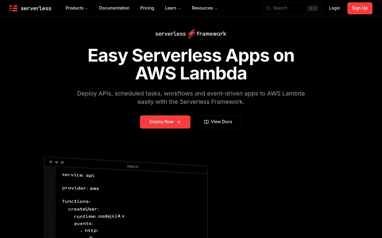 Serverless Framework screenshot