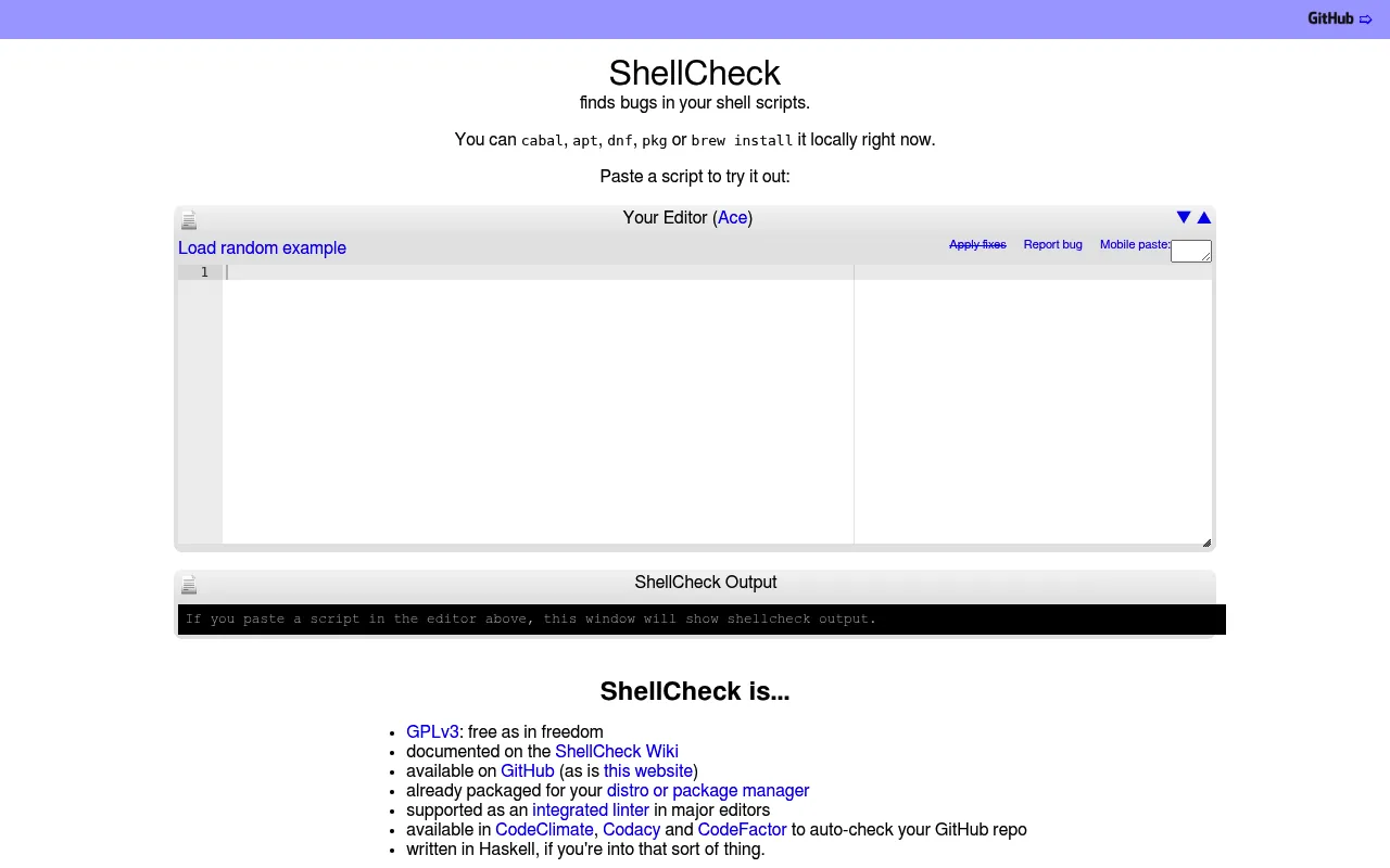 ShellCheck screenshot