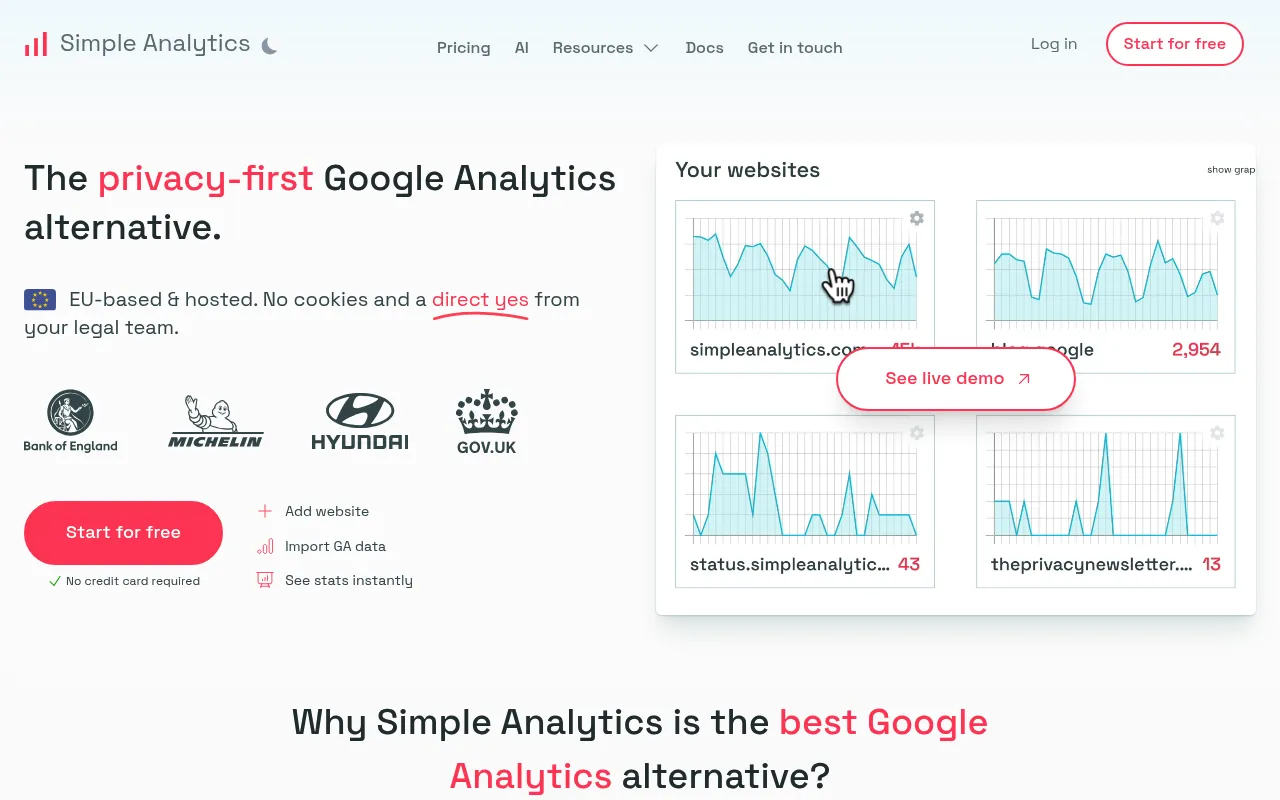 Simple Analytics screenshot
