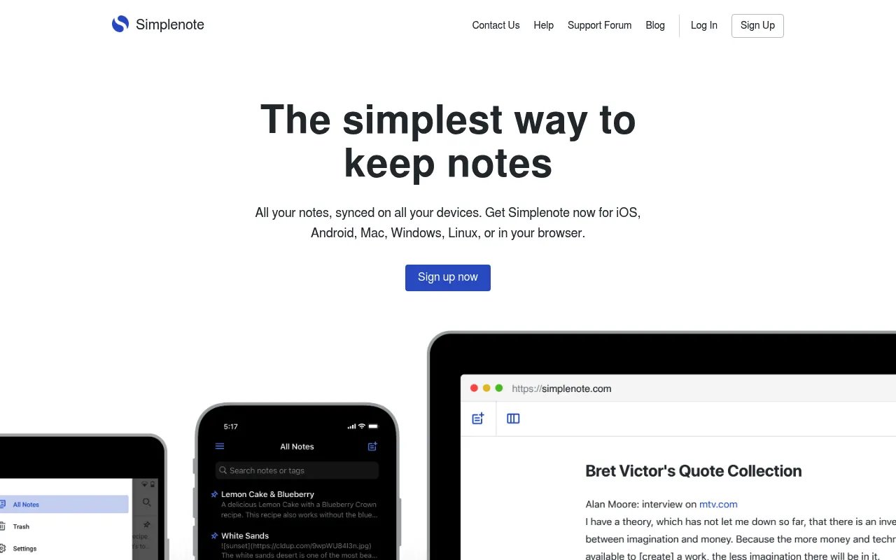 Simplenote screenshot