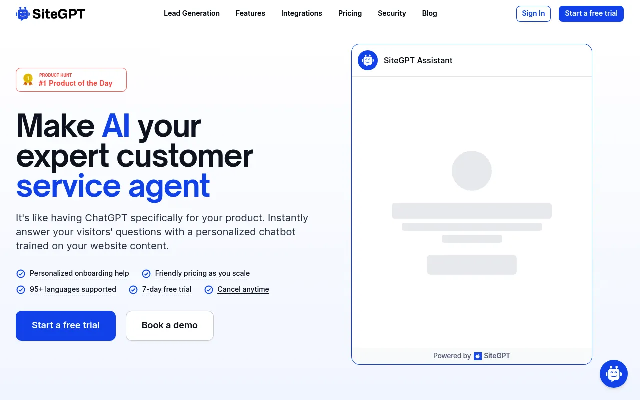 SiteGPT screenshot