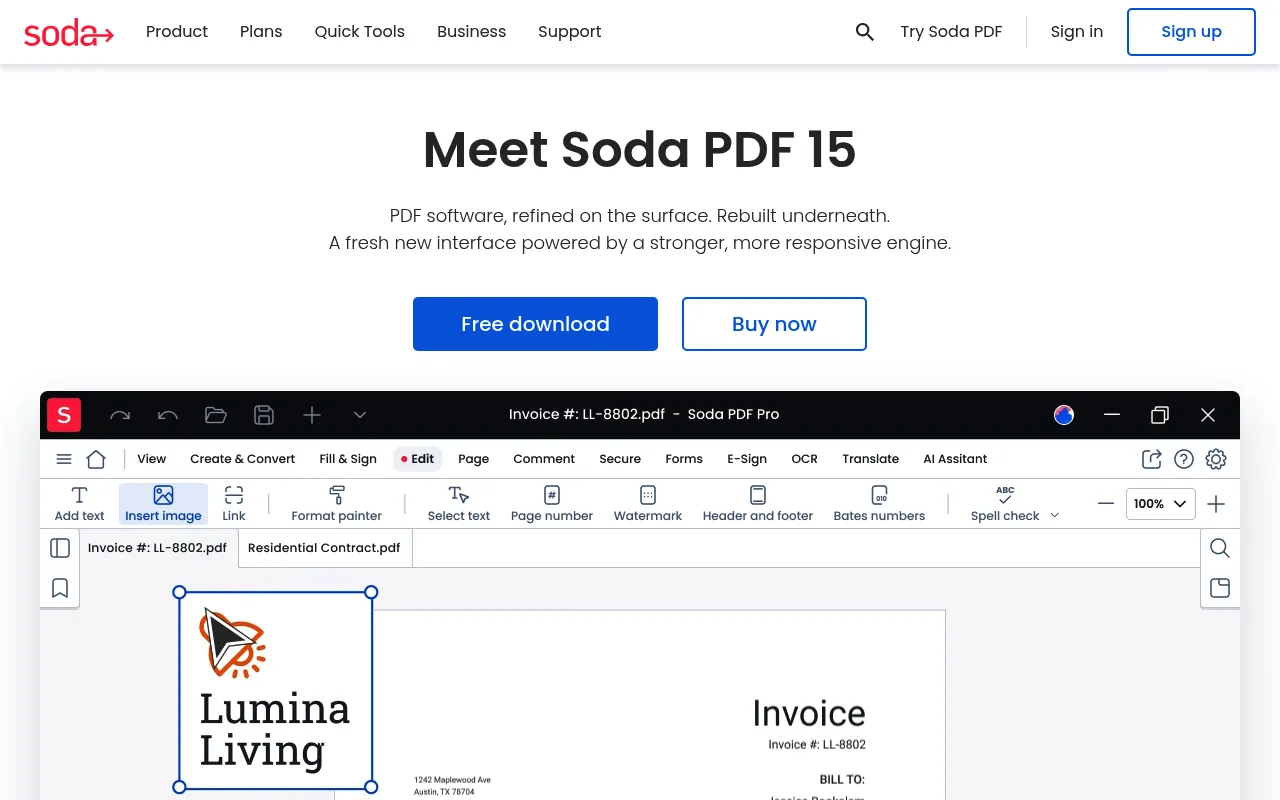 Soda PDF screenshot