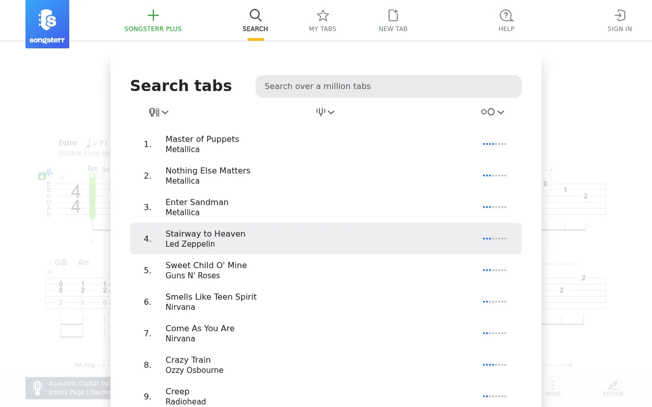Songsterr screenshot