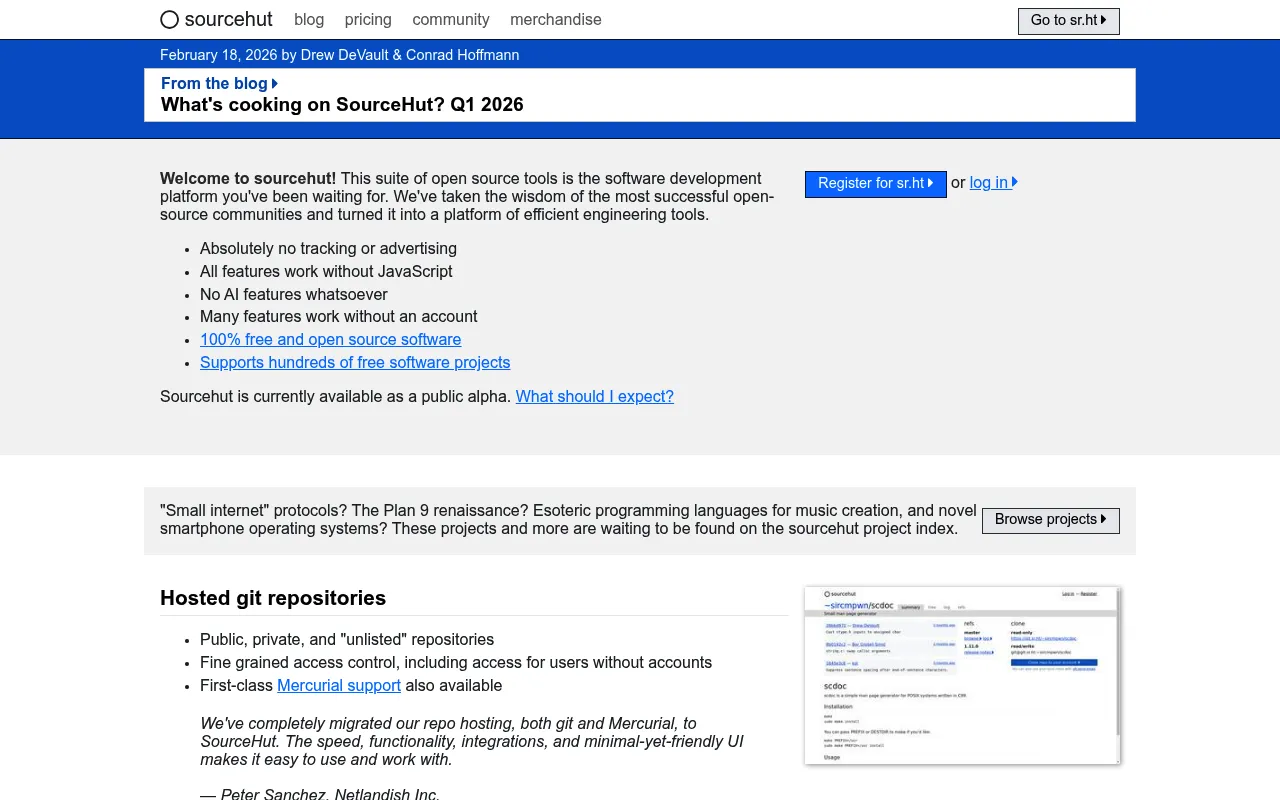 sourcehut screenshot