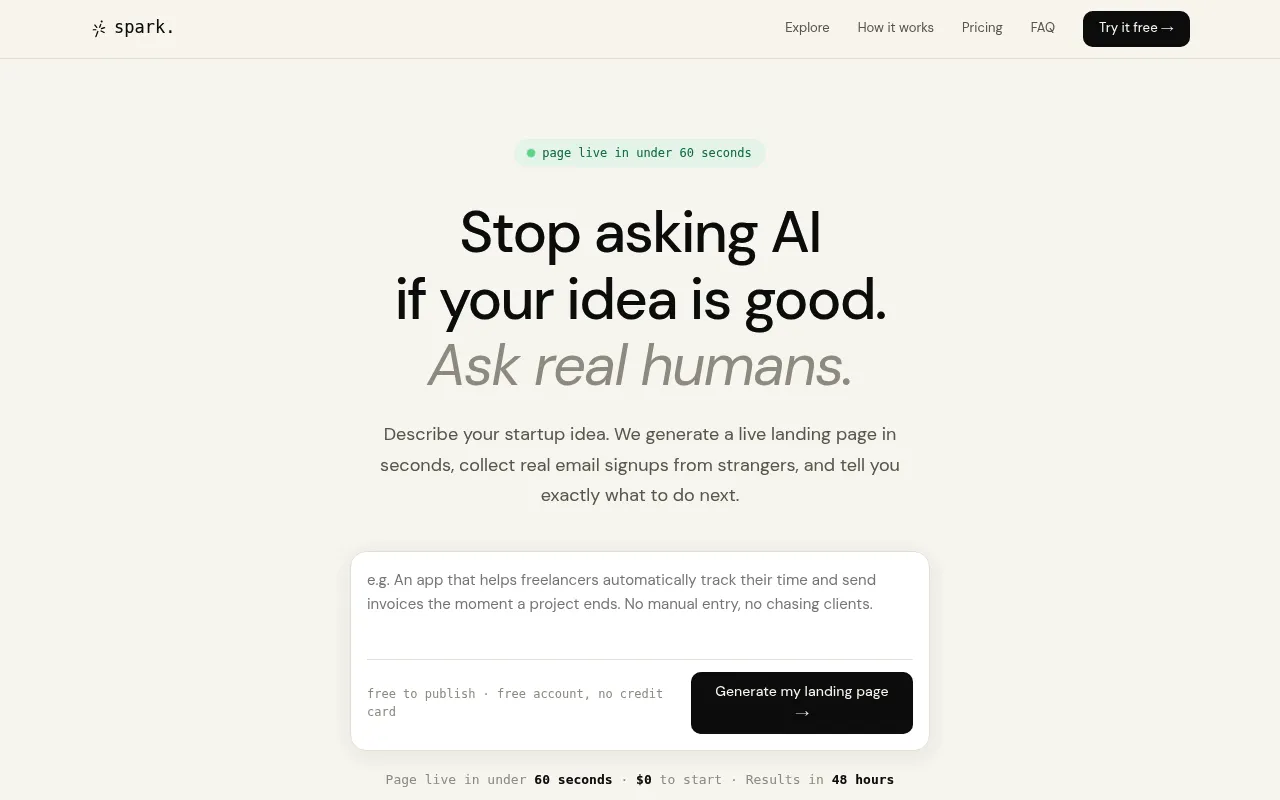 spark. screenshot