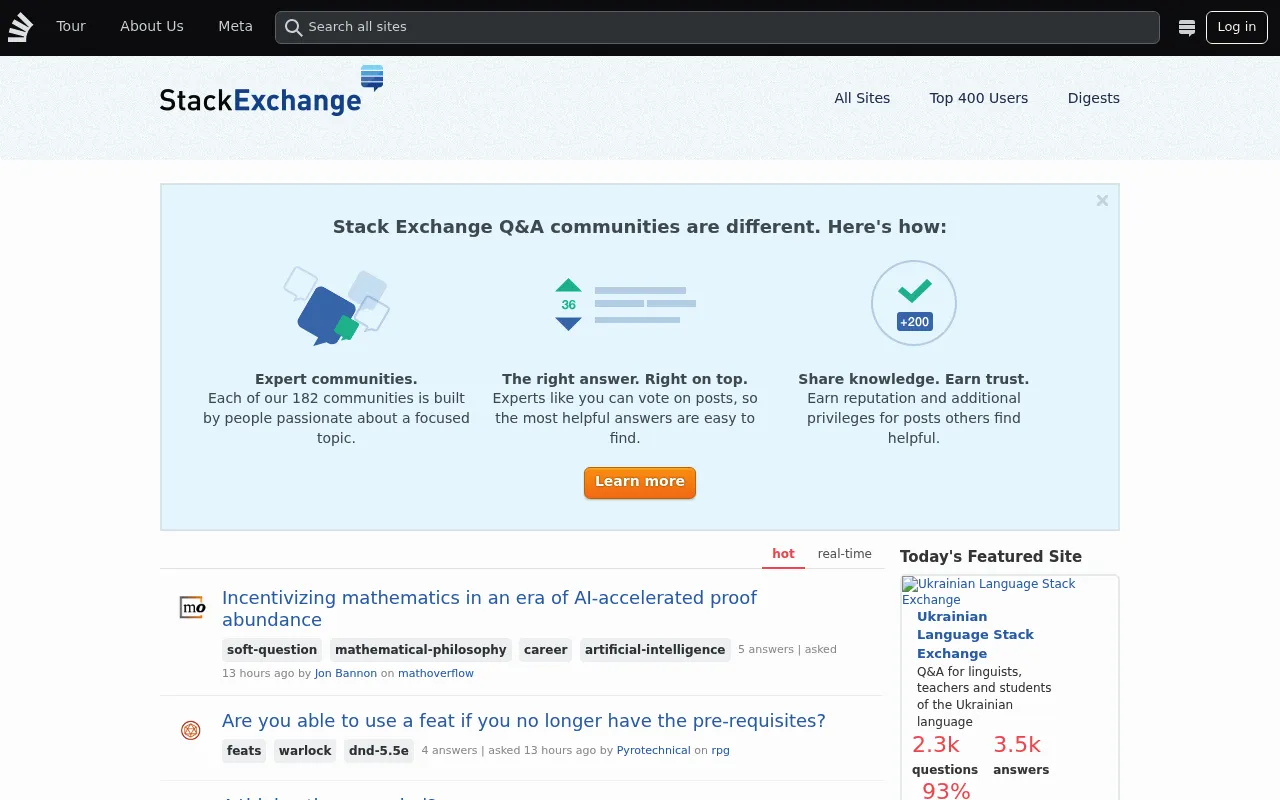 Stack Exchange screenshot