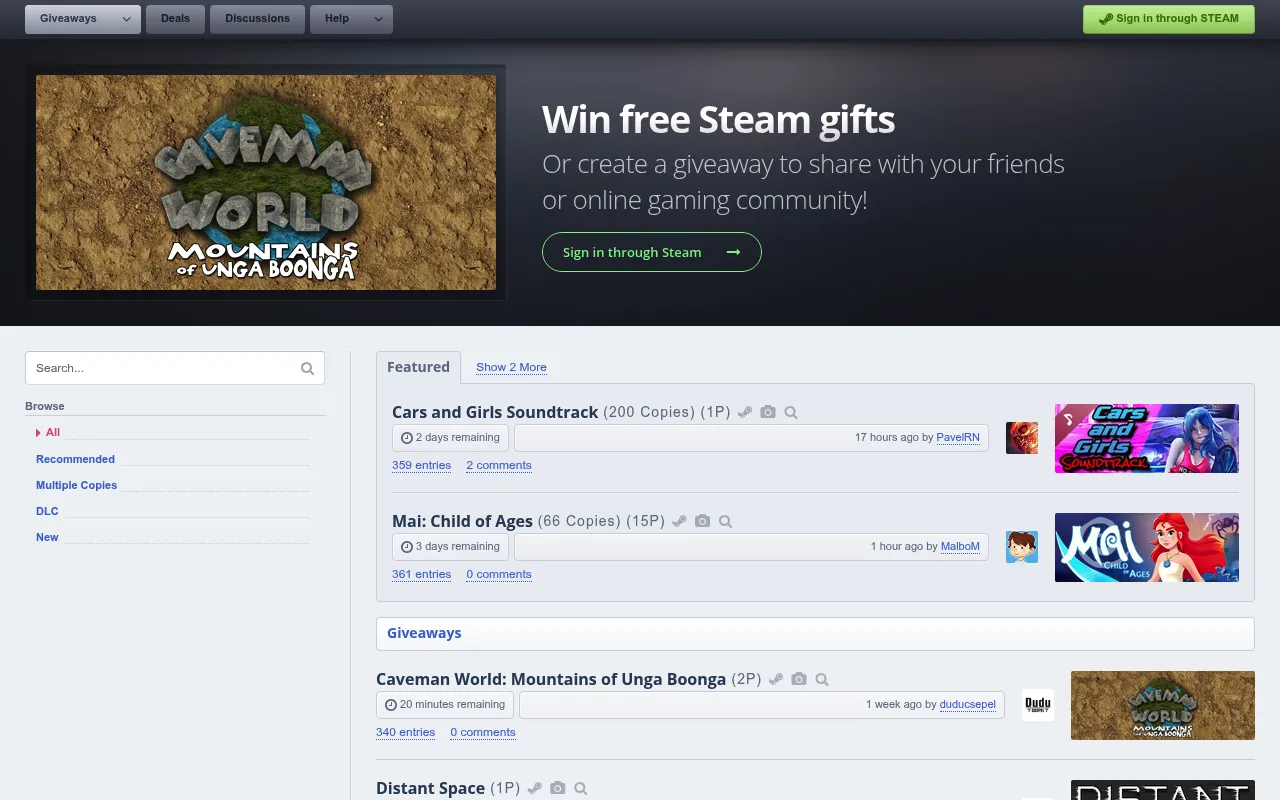 SteamGifts screenshot