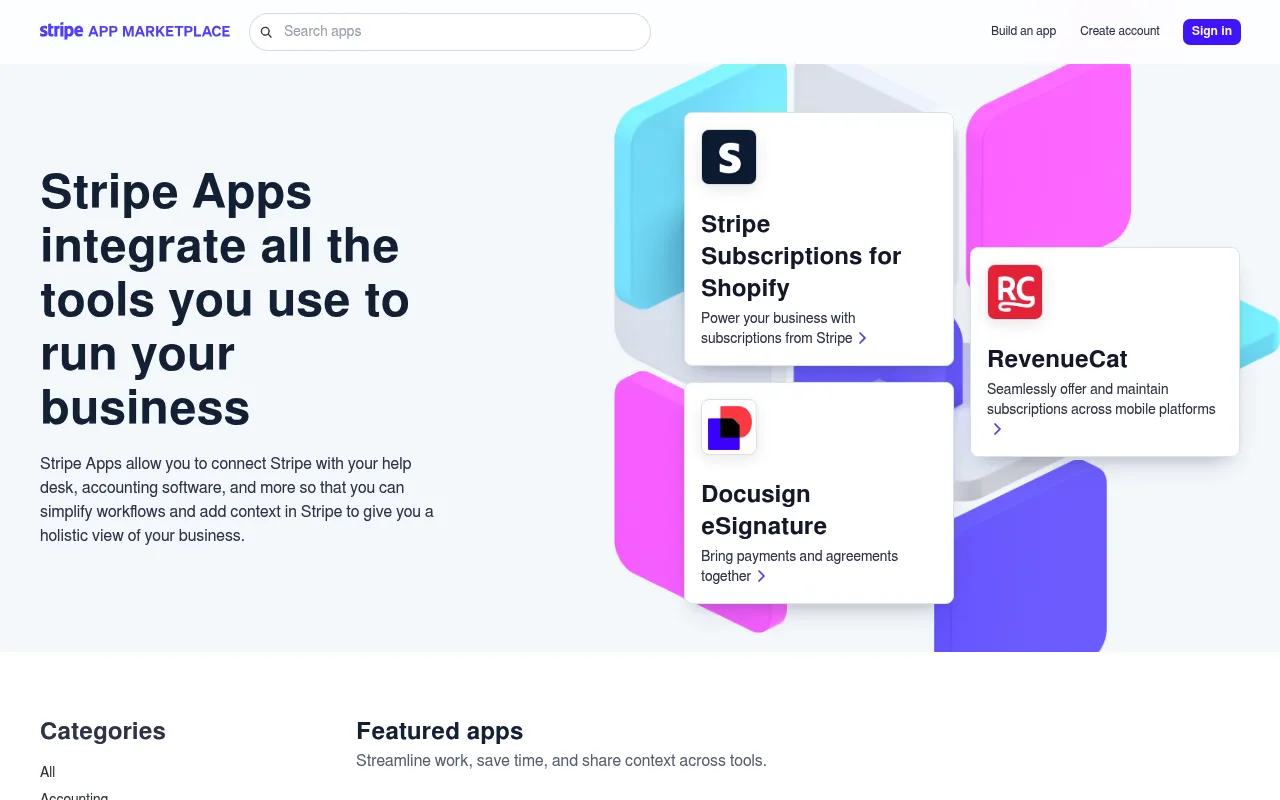 Stripe App Marketplace screenshot