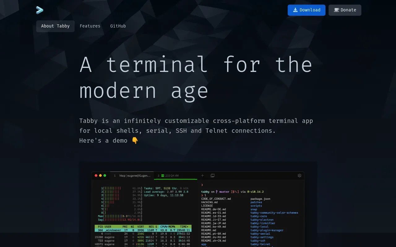 Tabby screenshot