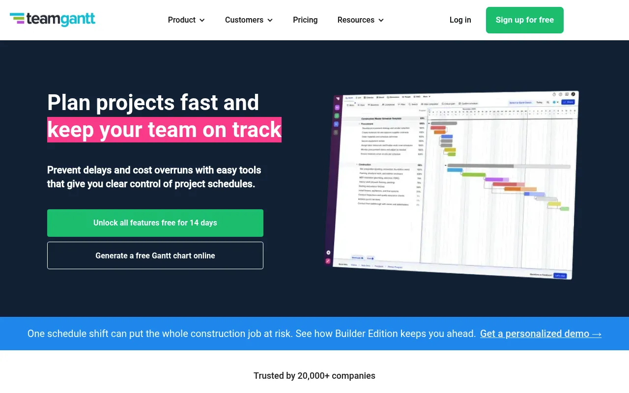 TeamGantt screenshot