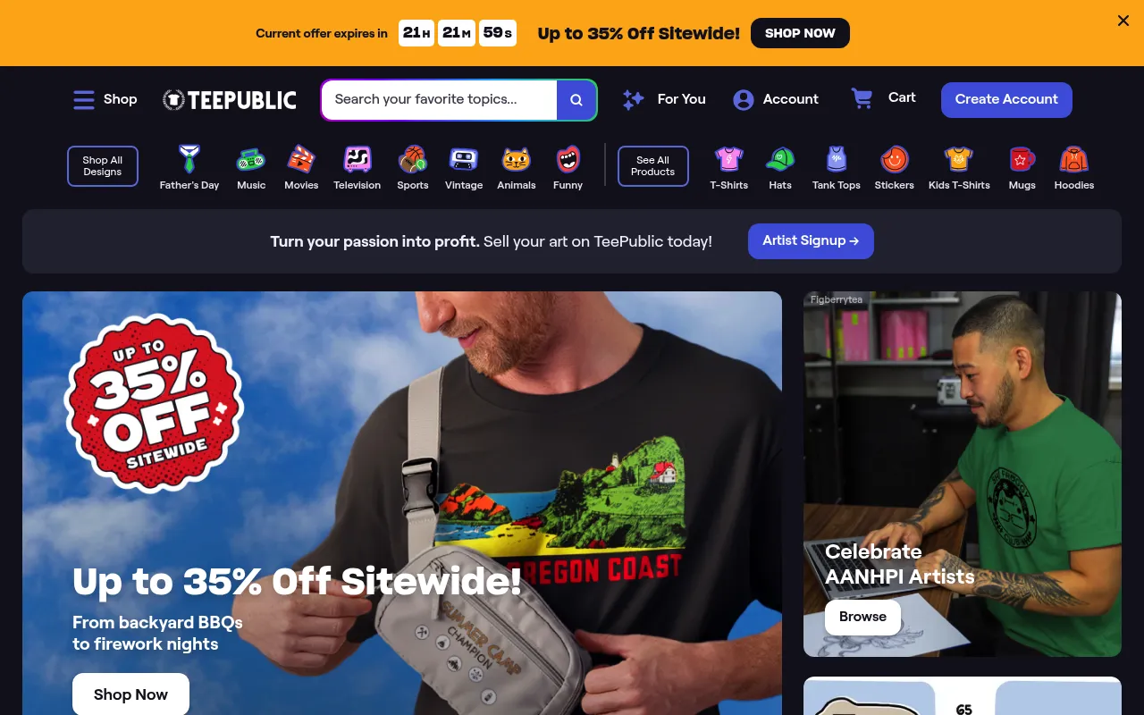 TeePublic screenshot