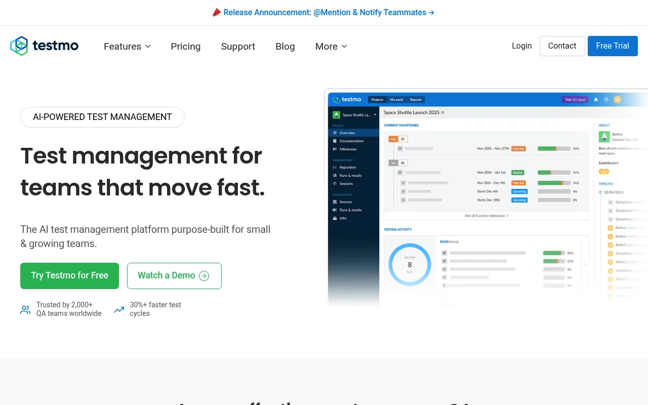 Testmo screenshot