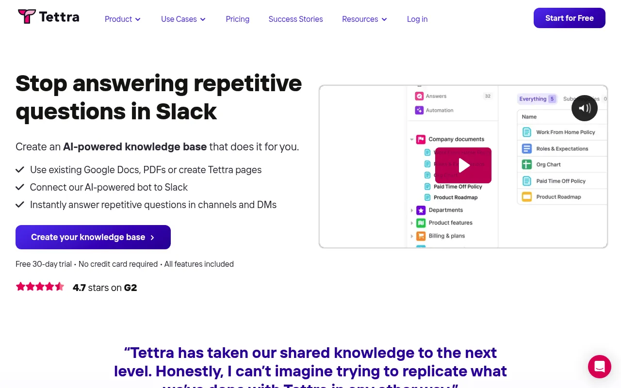 Tettra screenshot