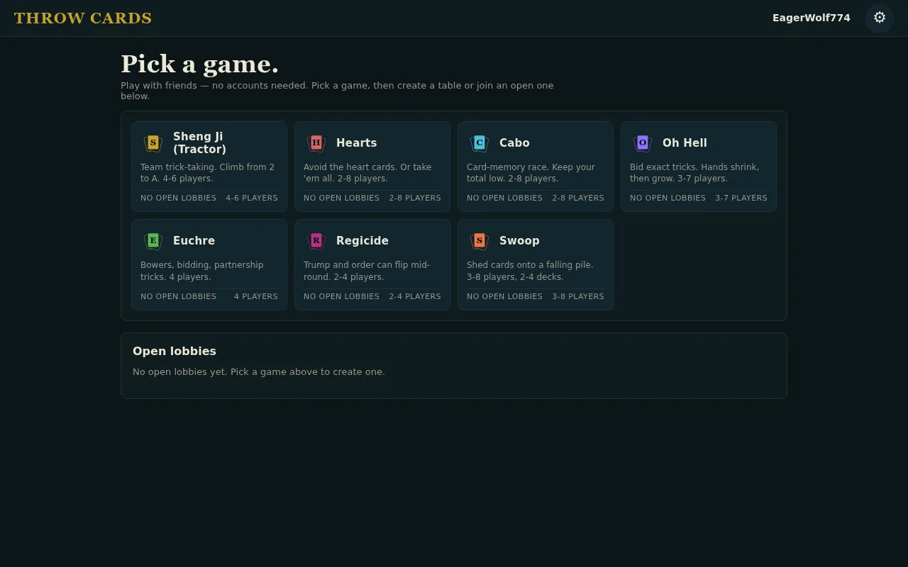 Throw Cards screenshot