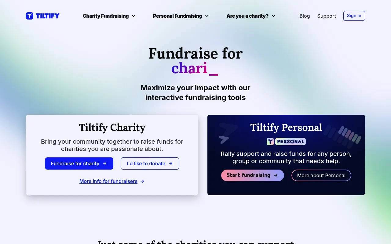 Tiltify screenshot