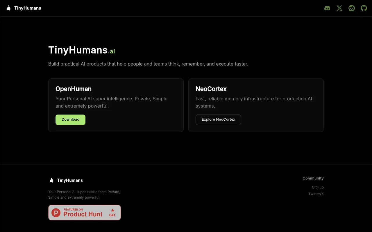 TinyHumans Intelligence screenshot