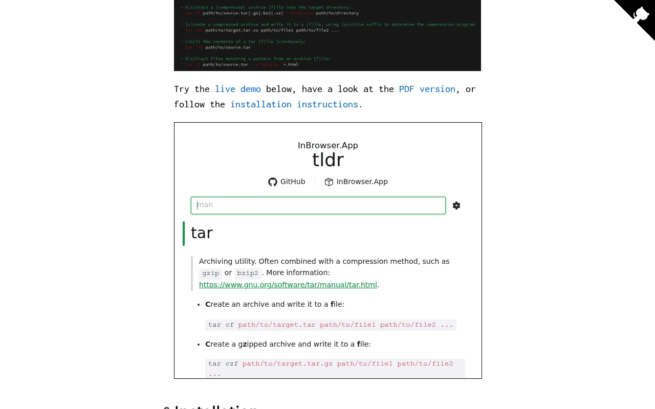 tldr pages screenshot