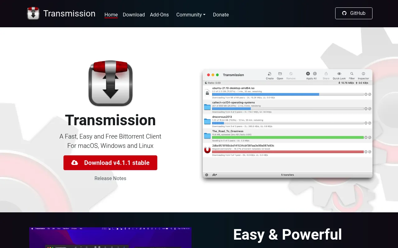 Transmission screenshot