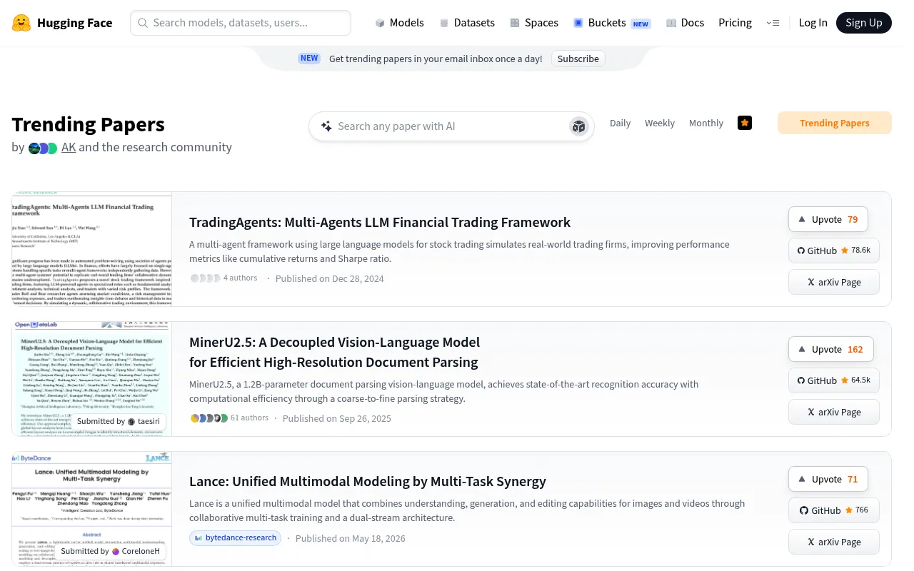 Trending Papers screenshot