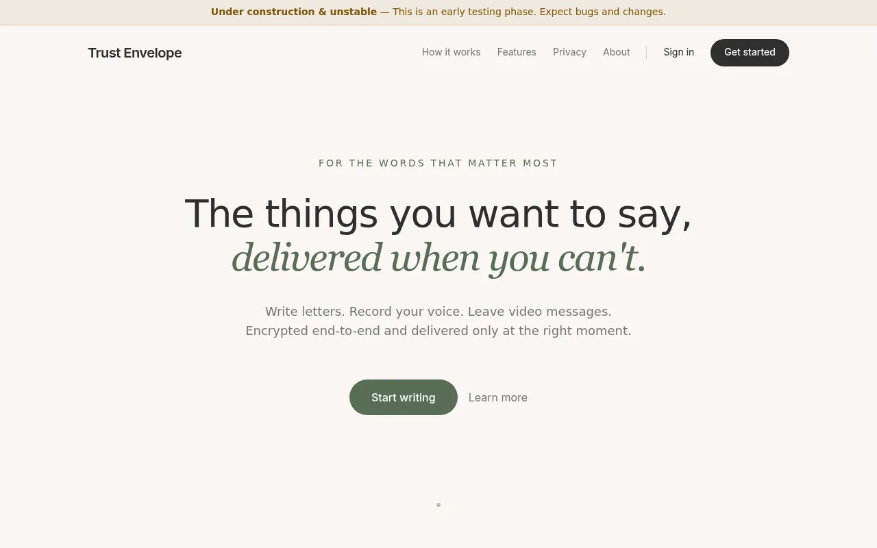 Trust Envelope screenshot