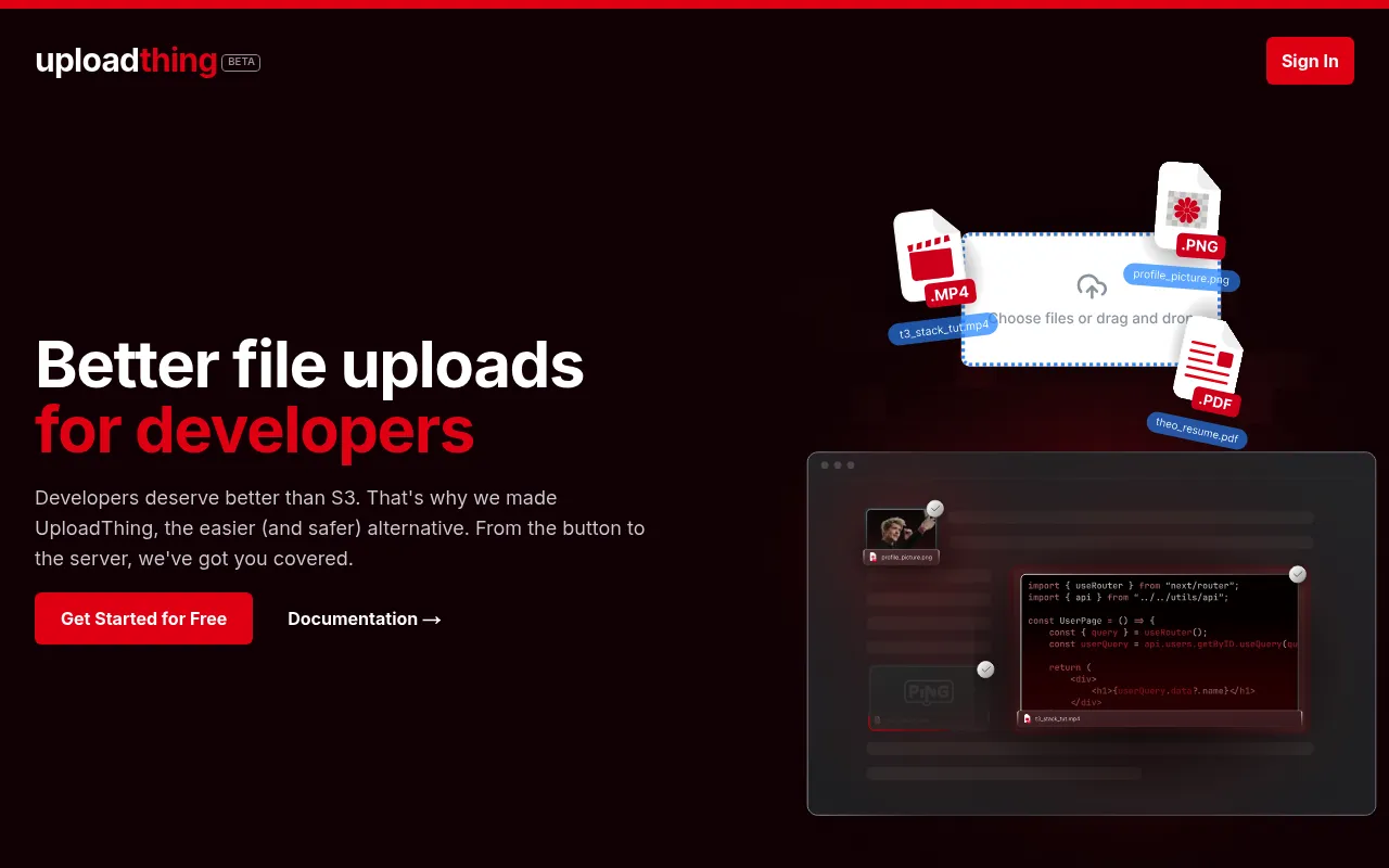 UploadThing screenshot