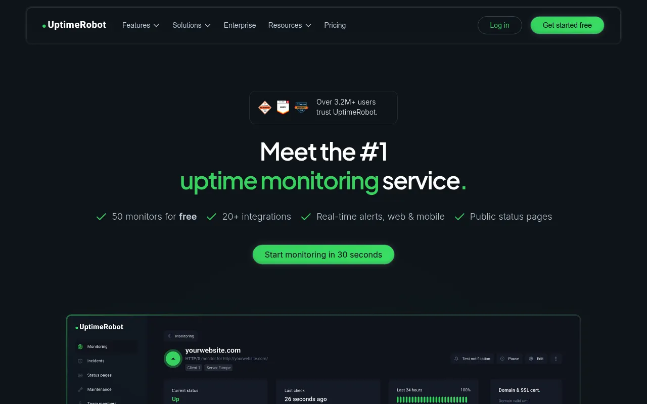 UptimeRobot screenshot