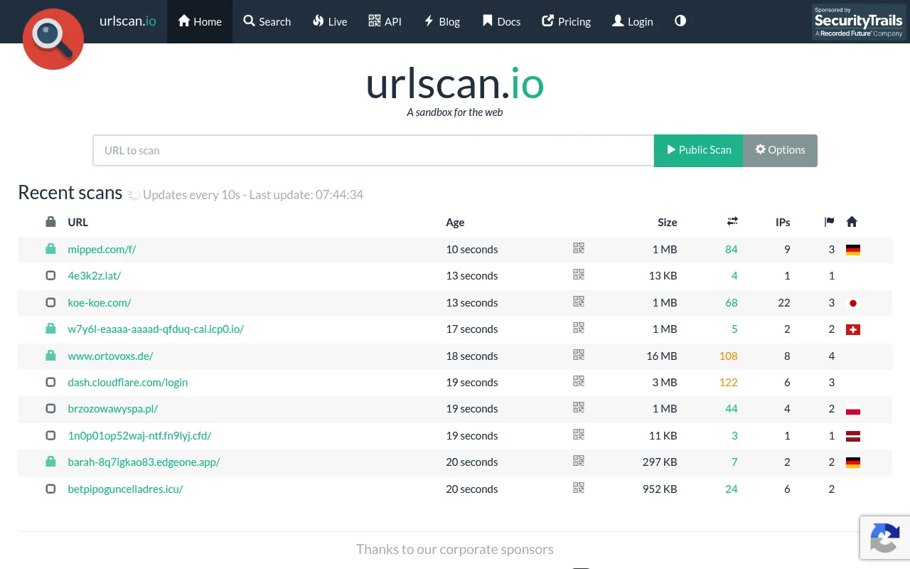 urlscan.io screenshot