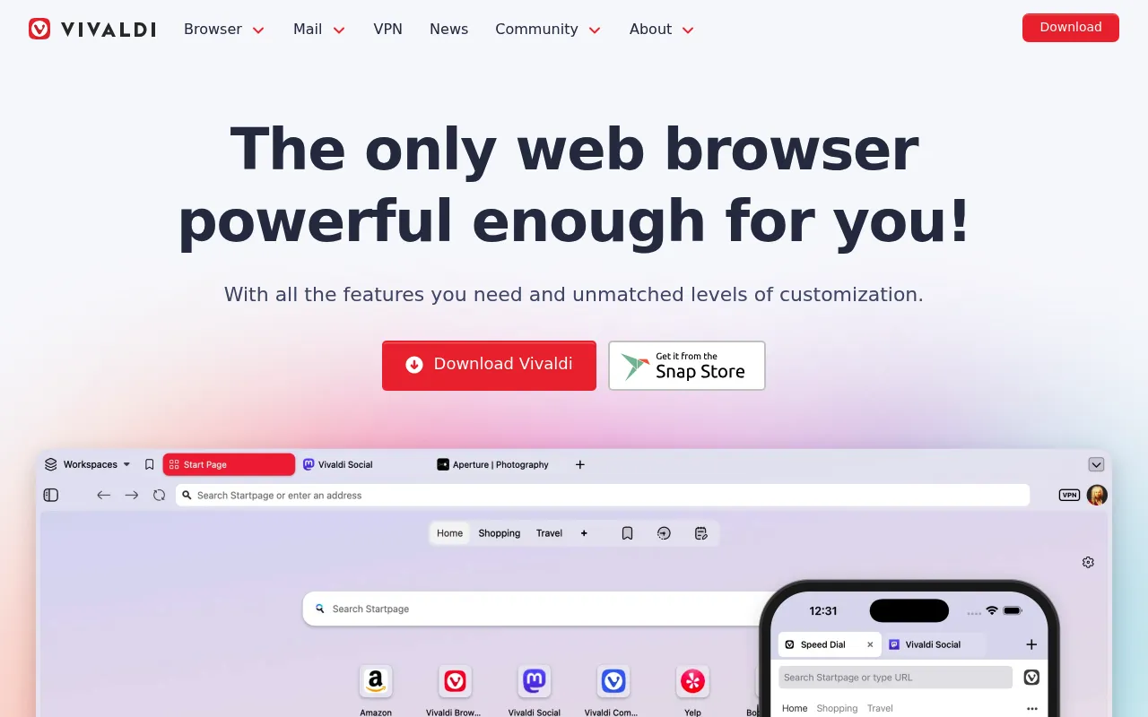 Vivaldi Browser screenshot