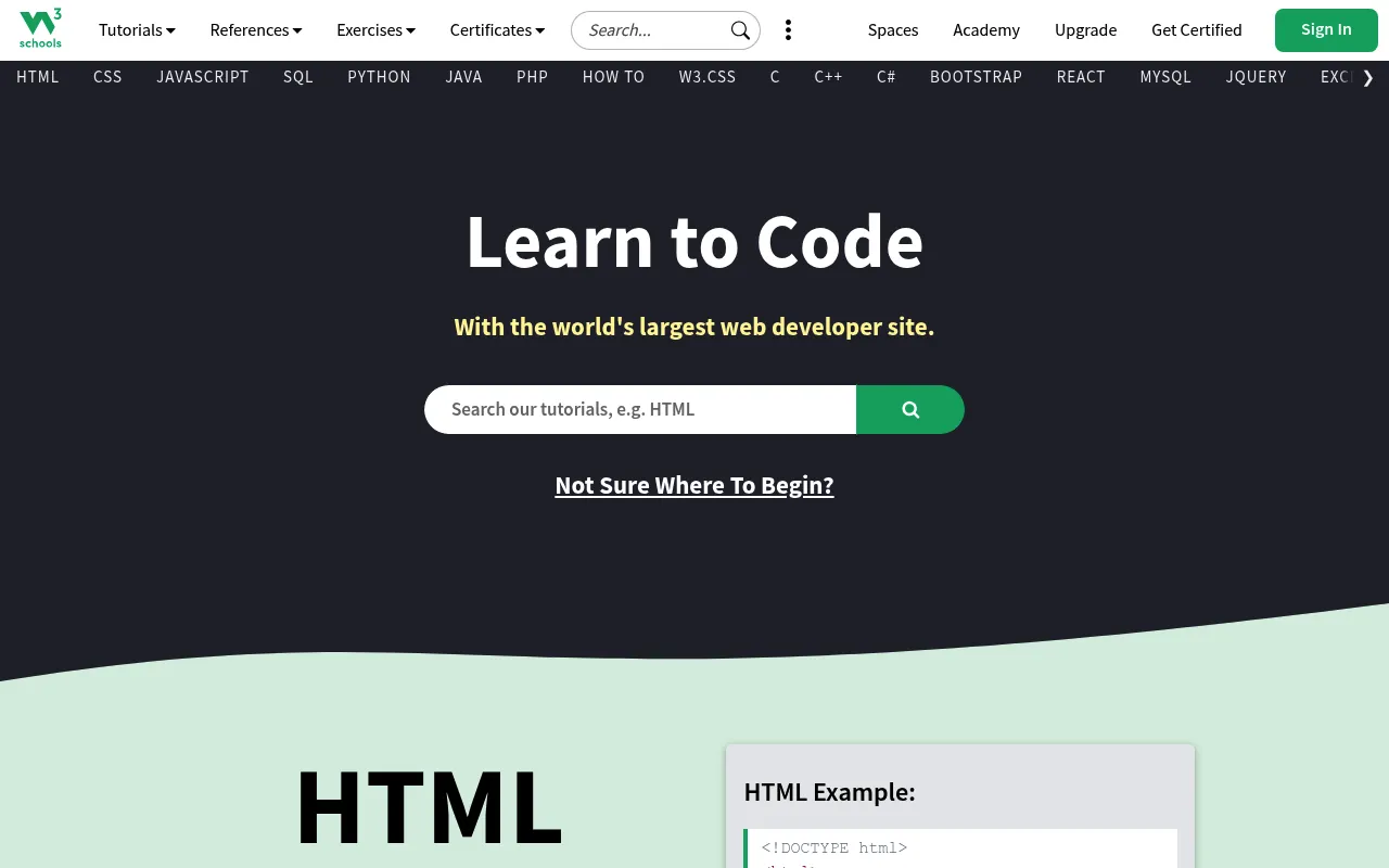 W3Schools screenshot