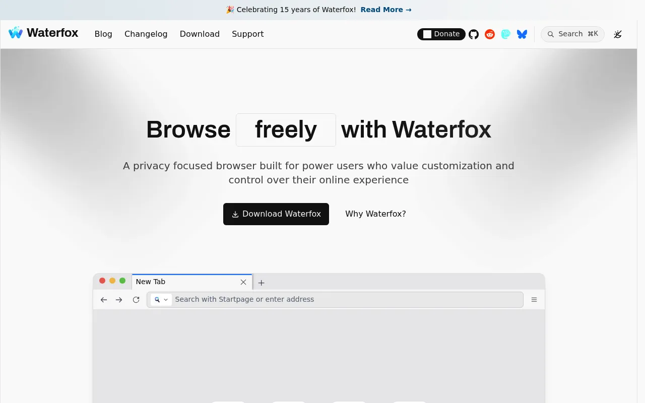 Waterfox screenshot