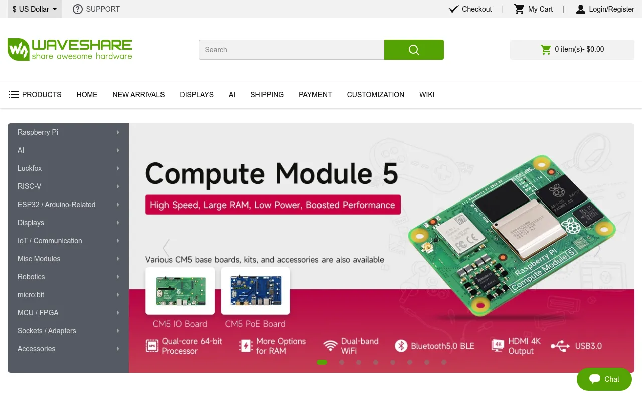 Waveshare Electronics screenshot