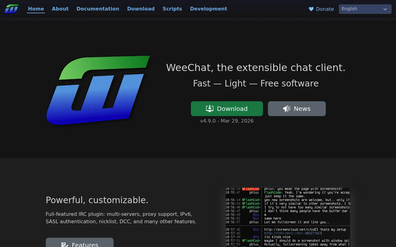 WeeChat screenshot