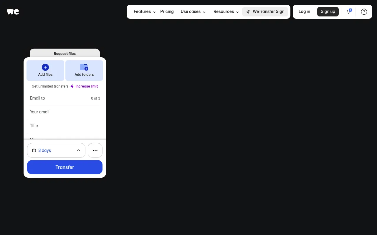 WeTransfer screenshot