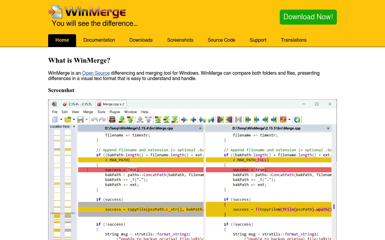 WinMerge screenshot
