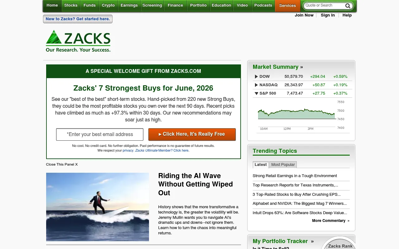 Zacks screenshot