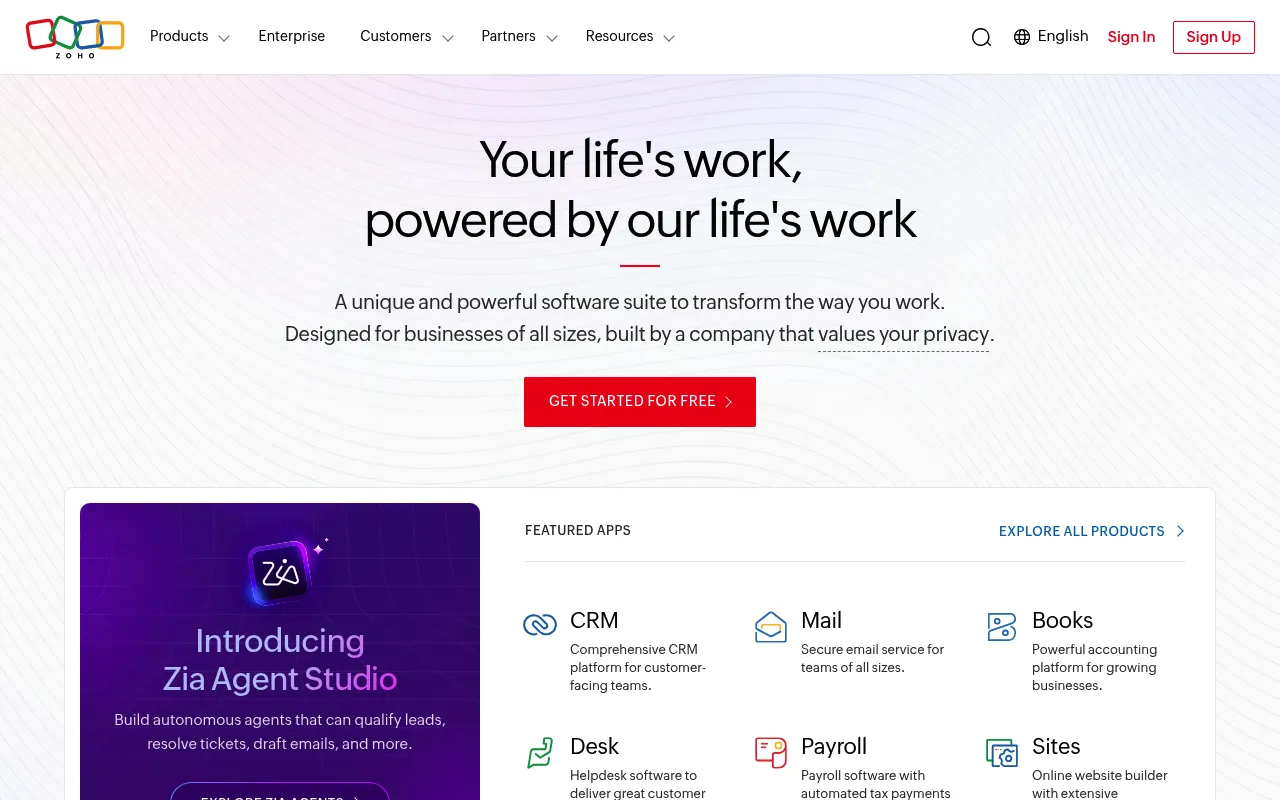 Zoho screenshot